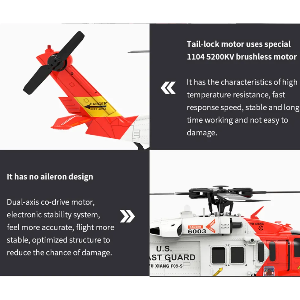 YUXIANG YXZNRC F09-S 1/47 RC Airplane 2.4G 6CH Brushless Direct Drive RC Helicopter Model - RTF Edition